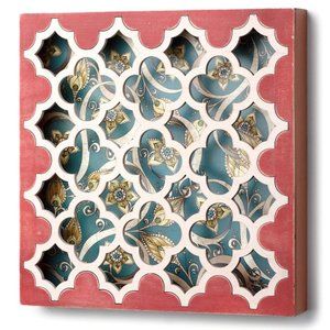 Nathan Murrell Blue Floral Lattice Shadow Box NEW